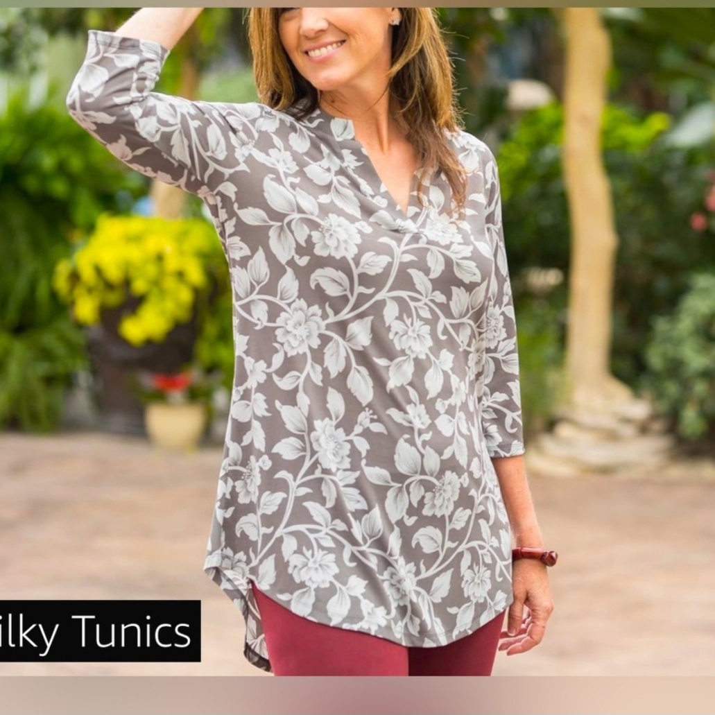 Gray Asymmetrical Tunic With Mandarin Collar